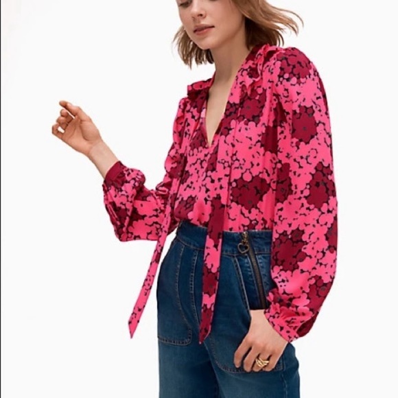 Kate Spade Bubble Dot Pussybow Blouse size XS - Picture 1 of 11